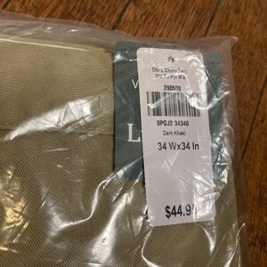 NWT L.L. BEAN Natural Fit 34 x 34 Wrinkle Free Double L Chino Pants Dark Khaki